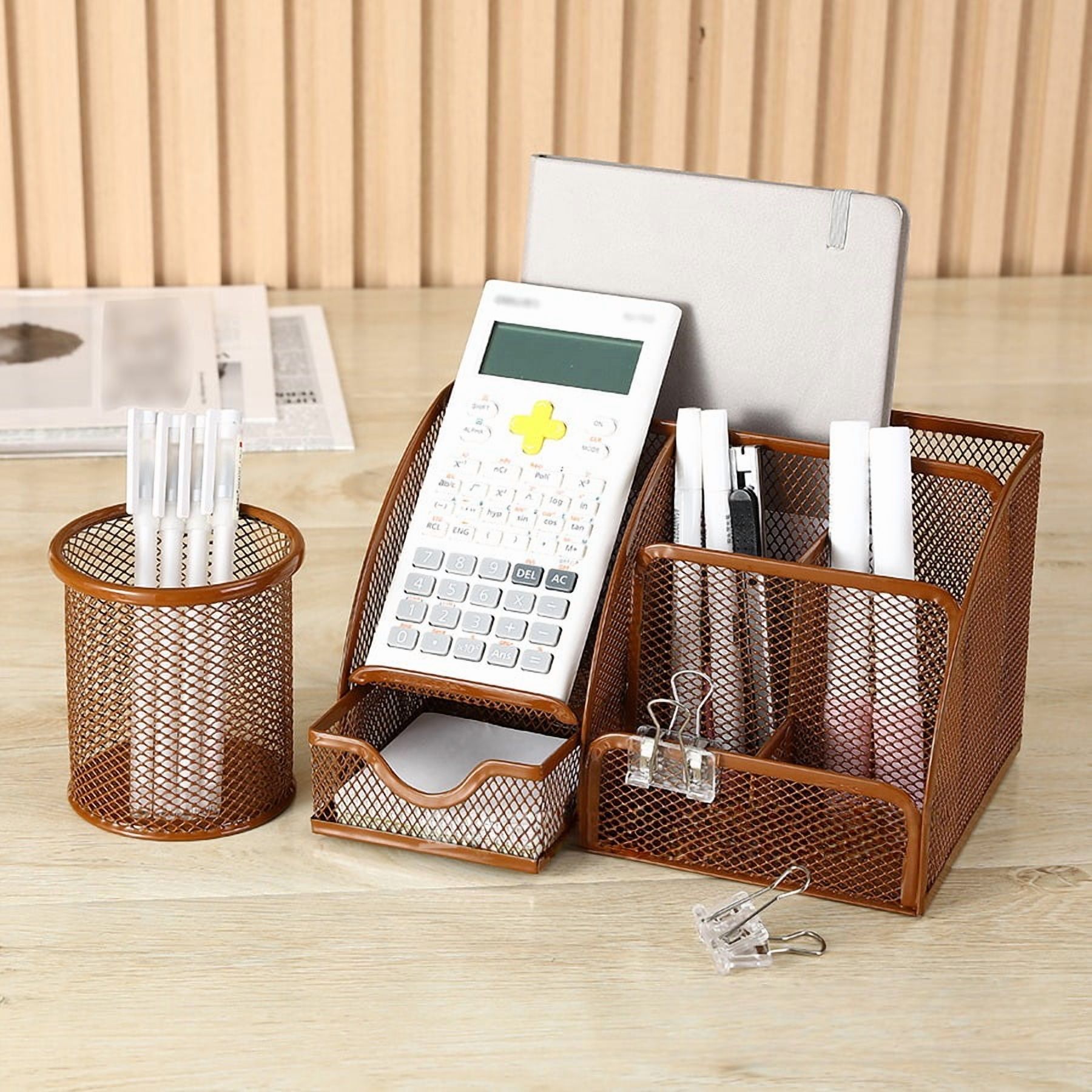 Iron seven-panel pen holder set multi-functional desk storage box,Desk Organizers and Accessories