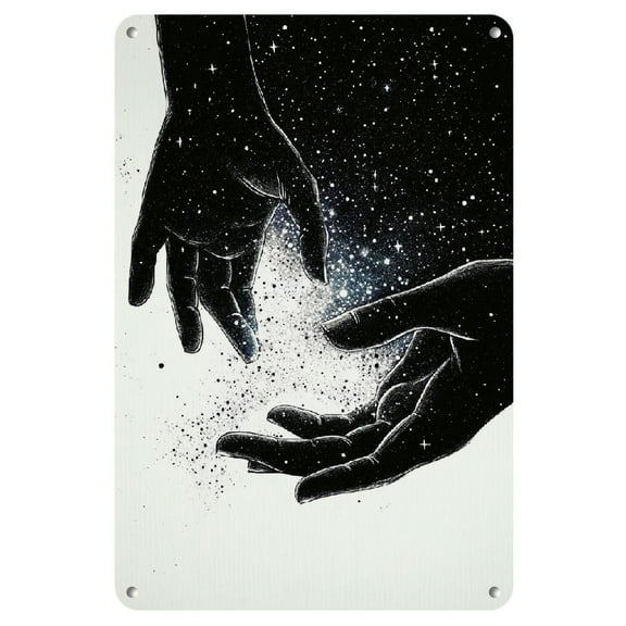 Iron wall art decoration, contemporary starry sky handmade design, frameless metal painting art painting, indoor/ outdoor decorative murals, pre-drilled for easy hanging, 8x12 inches