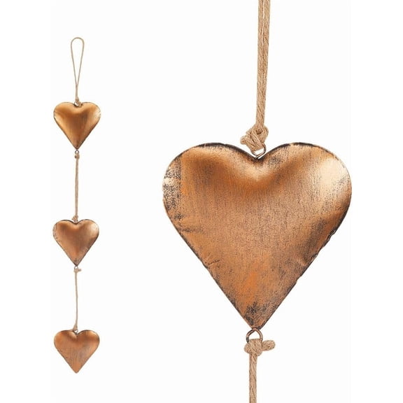 Iron with Rope Heart Pendants Decoration Wall Hanger Red Copper 680x20mm