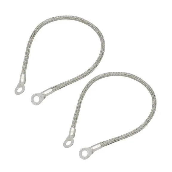IronLane 2PCS Engine Ground Strap Kit for Honda Civic Integra K20 K24 K-Series, KTH-GWP-011, 11 inch Silver Ground Wires