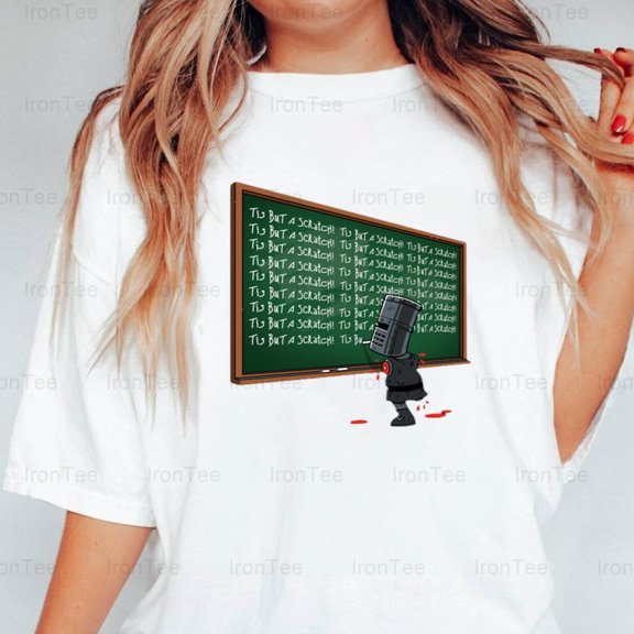 IronTee71 Black Knight Detention, Monty Python Parody, Tis But A Scratch, Comedy T-Shirt, for Unisex, up to size 5XL.