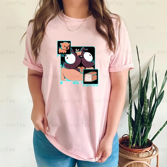 IronTee72 Dog Pig Loaf of Bread, Oddity, Cute Animal, Funny, Surreal, Food Animal T-Shirt, for Unisex, up to size 5XL.