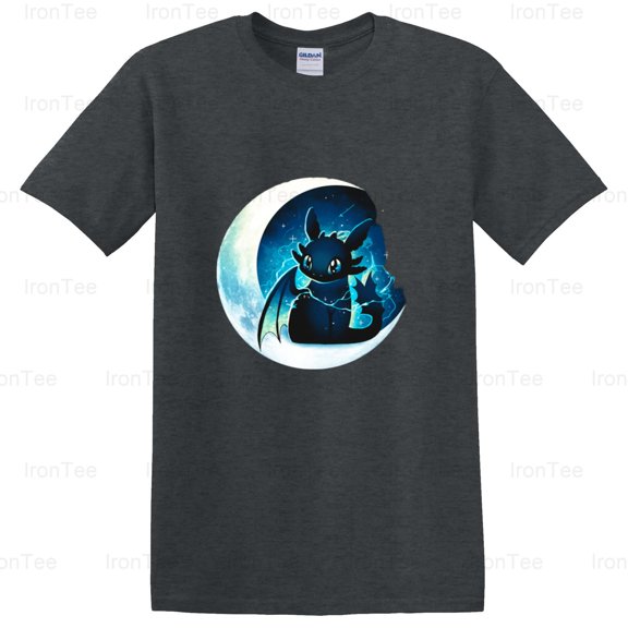 IronTee72 Dragon Moon Star, Fantasy Art, Night Sky, Mythical Creature, Celestial, Magic T-Shirt, for Unisex, up to size 5XL.