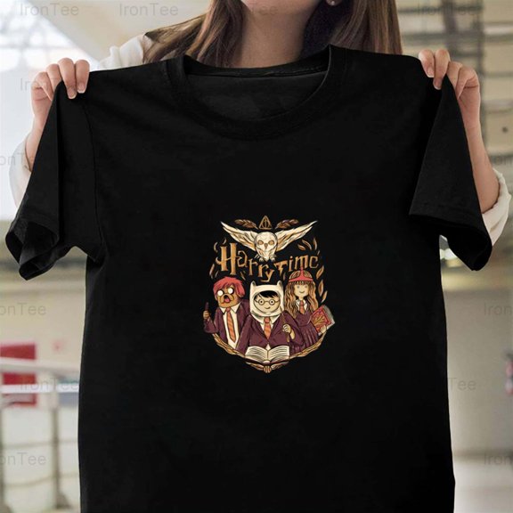 IronTee73 Harry Time, Harry Potter, Adventure Time Parody, Cartoon, Magic, Crossover T-Shirt, for Unisex, up to size 5XL.