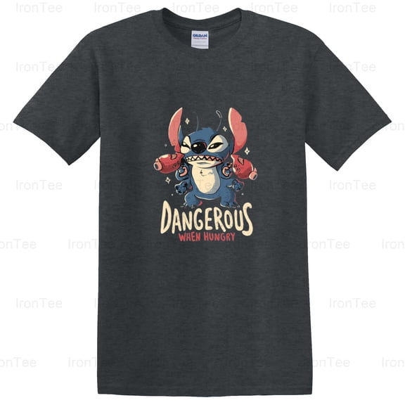 IronTee73 Highly Dangerous When Hungry, Gremlins, Mogwai, 80s Movie, Monster, Warning T-Shirt, for Unisex, up to size 5XL.