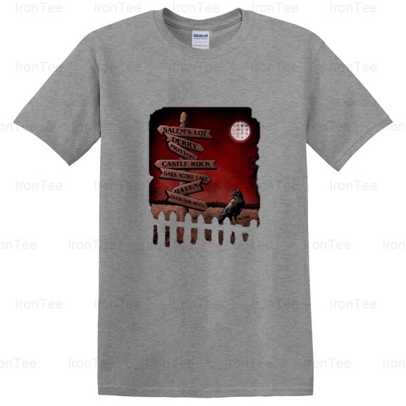 IronTee73 Horror Crossroads, Slasher Film, Genre Mashup, Scary Movie, Monsters, Crossover T-Shirt, for Unisex, up to size 5XL.