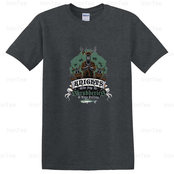 IronTee74 Knightly Shrubberies And Tree Felling, Monty Python, Holy Grail, Comedy Knights T-Shirt, for Unisex, up to size 5XL.