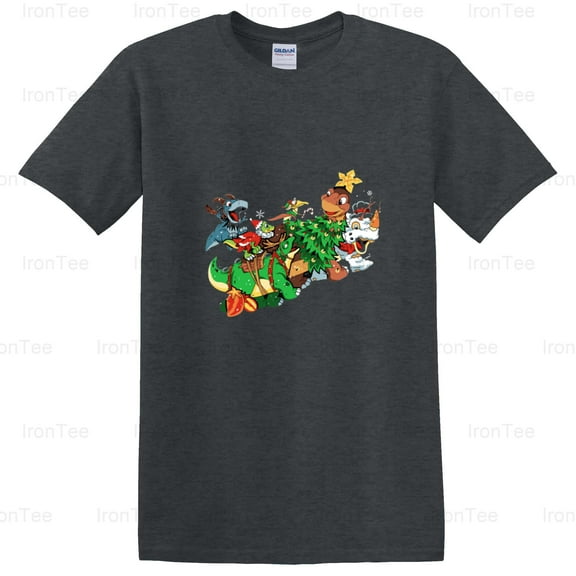 IronTee74 Land Before Christmastime, Dinosaurs, Holiday, Prehistoric, Cartoon, Festive T-Shirt, for Unisex, up to size 5XL.