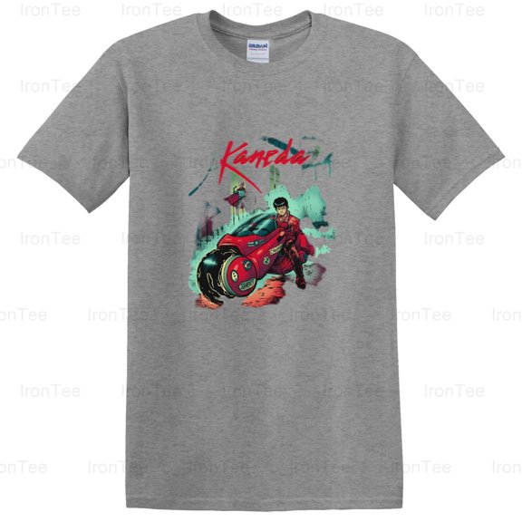 IronTee75 Neo Tokyo Rain, Akira, Anime, Motorcycle, Cyberpunk, Sci-Fi, Kaneda, Night T-Shirt, for Unisex, up to size 5XL.