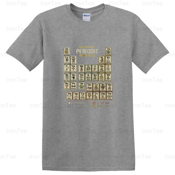 IronTee77 The Periodic Round Table, Elements, Chemistry, Science, King Arthur Parody T-Shirt, for Unisex, up to size 5XL.