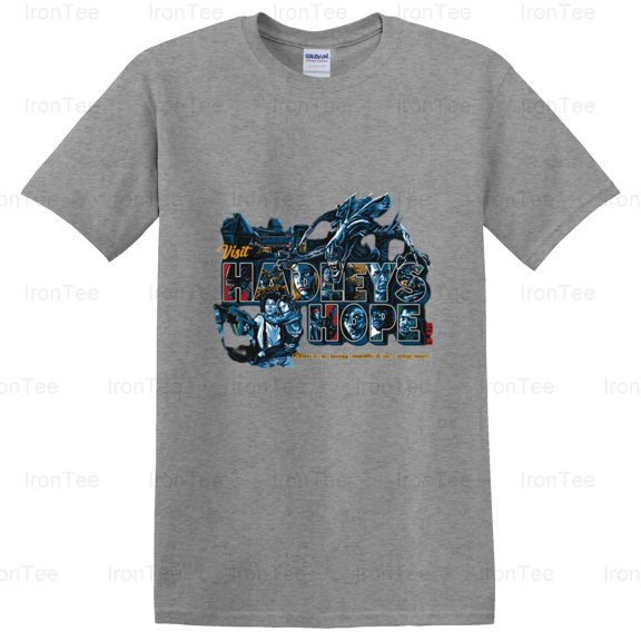 IronTee78 Visit Hadley's Hope, Aliens, Colony, Sci-Fi Horror, Weyland-Yutani, Movie Location T-Shirt, for Unisex, up to size 5XL.
