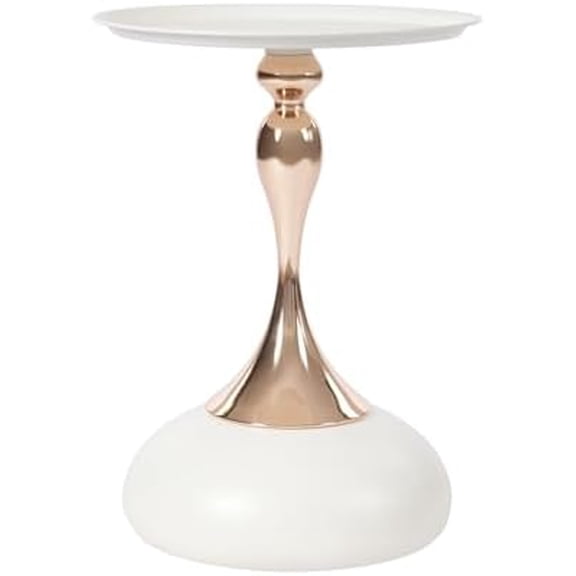 Ironalita White Pedestal Side Table for Small Spaces, Metal Round Unique End Tables Living Room Modern Corner Accent Table, Martini Table Small Drink Table for Couch, Sofa, Recliner$$Furniture