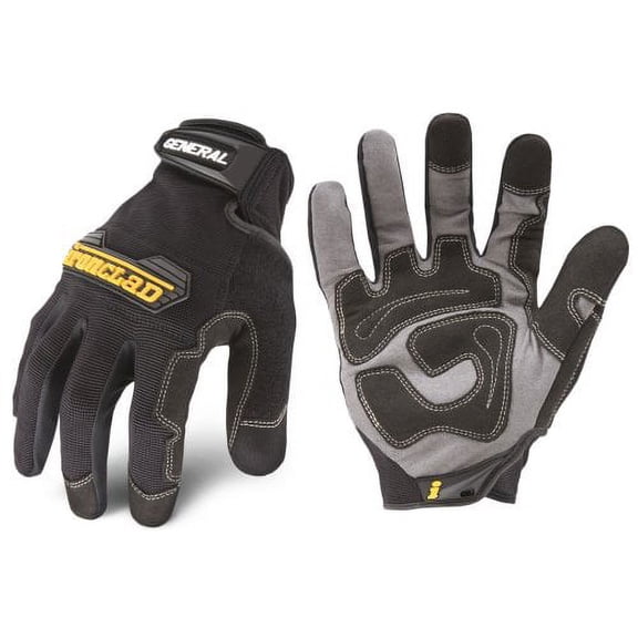 General Utility(TM) Mechanics Gloves, Synthetic Leather Palm, Nylon Back, S, Black
