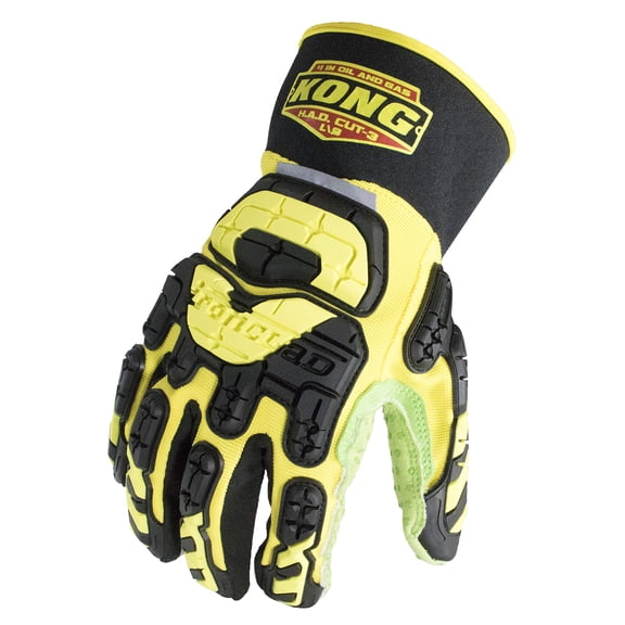 Ironclad KONG SDX2-HAD-04-L High Abrasion Dexterity Oil and Gas Safety Impact Gloves, Large, Yellow/Black/Green