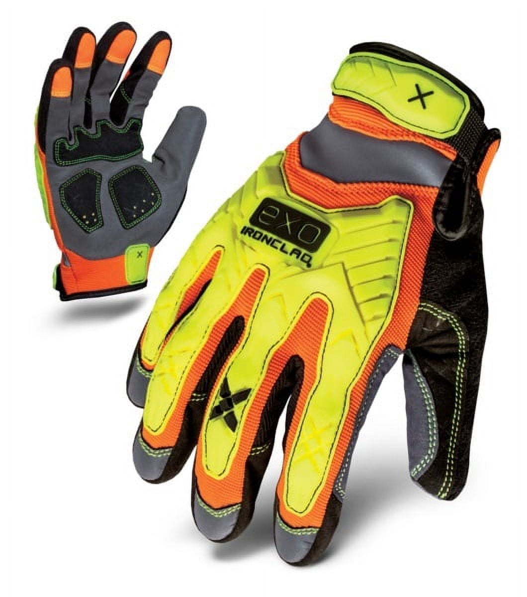 Ironclad Men's Work Gloves EXO Hi Viz Impact Yellow Safety Work Gloves, Large