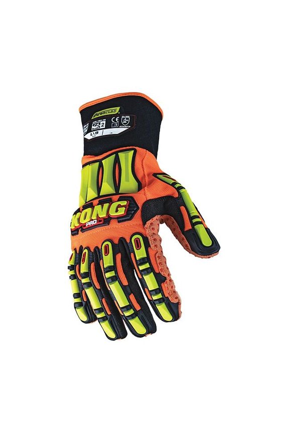 Mechanics Gloves, Nylon Back, Gauntlet, Orange, M