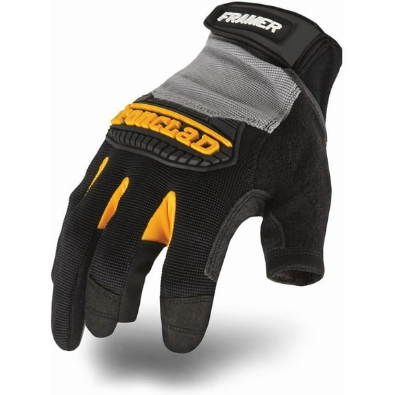 Framer(TM) Mechanics Gloves, Synthetic Leather Palm, Nylon Back, 2XL, Black