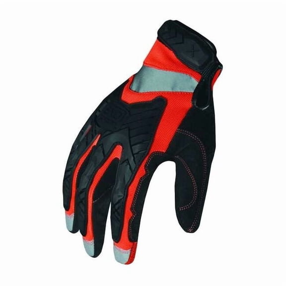EXO Hi-Vis Mechanics Gloves, Embossed Synthetic Leather, Foam Padding, Duraclad Palm, L