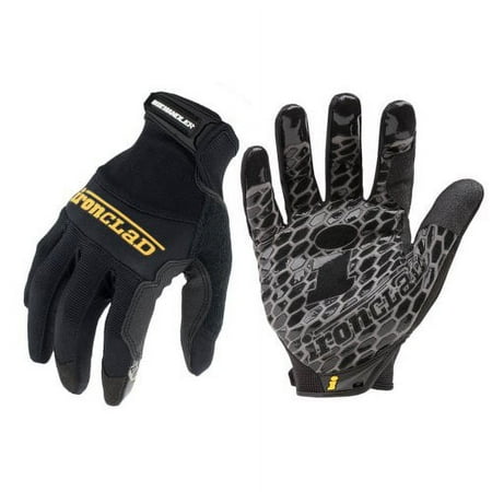 Box Handler(R) Mechanics Gloves, Silicone Printed Synthetic Leather Palm, Nylon Back, S, Black