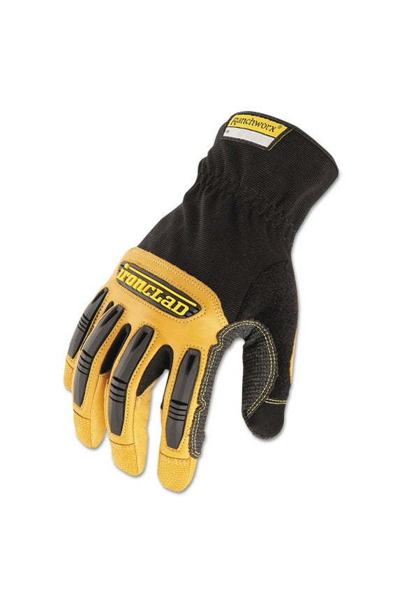 Ranchworx Leather Gloves, Black/Tan, Large -IRNRWG204L