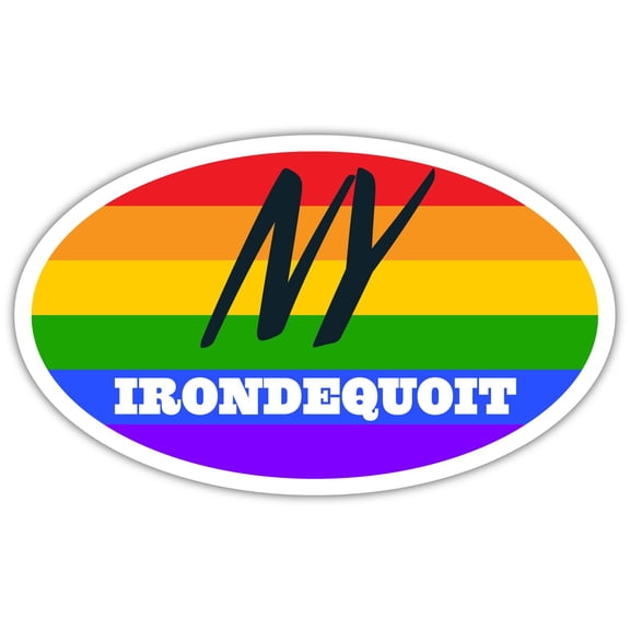 Irondequoit NY New York Monroe County Rainbow Pride Flag 6 Stripes Pride Flag Euro Decal Bumper Sticker 3M Vinyl 3" x 5"