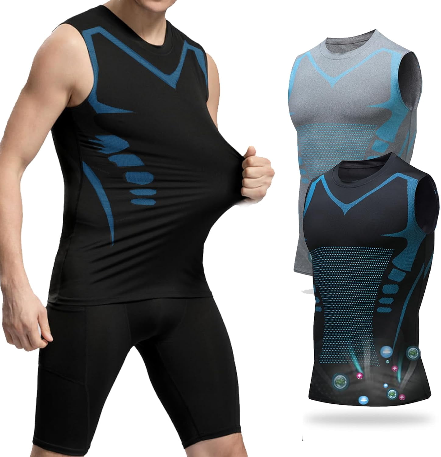 Vitaboost Compression Shirt - Débardeur Homme Shaping Ionique, Respiration Et Évacuation Transpiration
