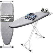 Ironing Board 13"x43",Compact Ironing Board with Iron Rest,Folding Iron Board for Small Space,Heat Scorch Resistant Cover,Sturdy Metal Frame,7 Adjustable Height,Standing Ironing Table,Grey