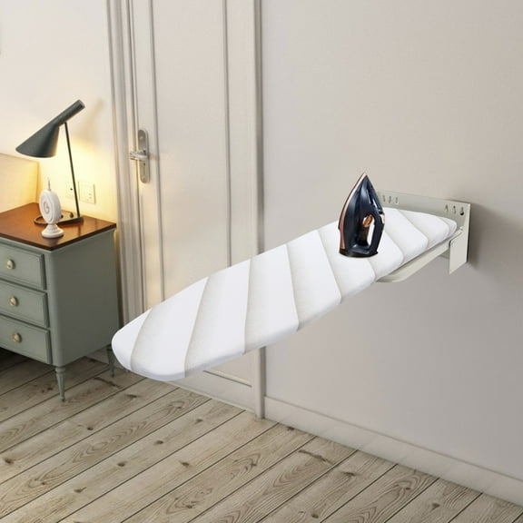 Ironing Board, 37x11inch Surface, Wall-Mounted Rotation Foldable Ironing Board With Cover, White