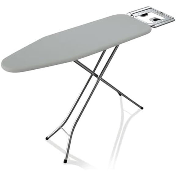 Ironing Board, 45x14 Inch Iron Board with Steam Rest, Heavy Duty Metal Frame Legs Ironing Table with Heat Resistant Cover, Non-Slip Foldable Full Size Ironing Stand, 7 Adjustable Height, Silver Gray