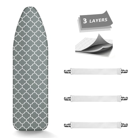 Ironing Board Cover, Extra Thick Padding Coated Scorch and Stain Resistant 15 x 54 inch Replacement Iron Board Cover with Elastic Edge