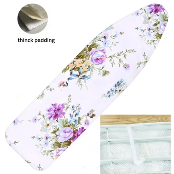Ironing Board Cover, Extra Thick Padding Coated Scorch and Stain Resistant Replacement Iron Board Cover with Elastic Edge(Ironing board not included)