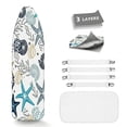 thumbnail image 1 of Ironing Board Cover and Pad, Standard Size 15x54, Scorch Resistant Thick Padding, Elastic Edge & 4 Fasteners,Ocean Starfish White, 1 of 8
