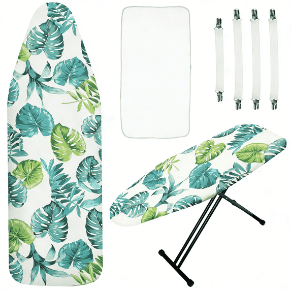 Ironing Board Cover and Pad 57.8×18.8in Ironing Board Cover with Elastic Edges Scorch Resistant Ironing Board Cover Set with Ironing Mat 4 Fasteners Easy Install Printed Pattern for Dorm Laundry
