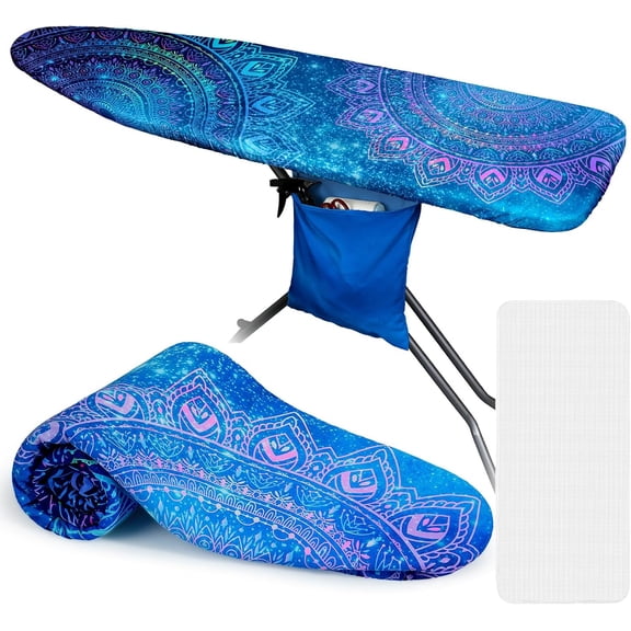 Ironing Board Cover and Pad Extra Thick Iron Board Pad with Heat-Resistant Mesh Padded Iron Board Covers Adjustable Buckle & Elastic Edges for 15x54 Standard Size (Ironing Board Not Included)