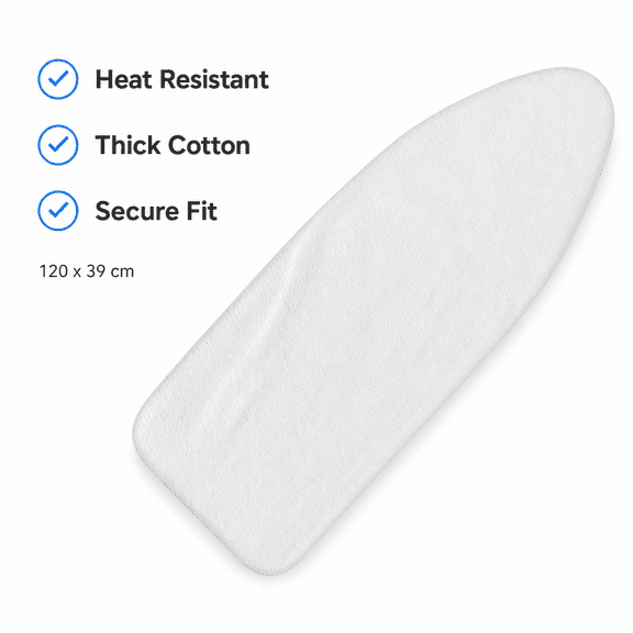 Premium Ironing Board Pad Replacement, Extra Thick High-Density Felt Underlay Cushion, Heat Resistant Cut-to-Fit Ironing Board Padding, 46 x 17 Inches