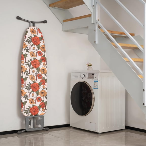 Ironing Board Cover and Pad 18x49, Iron Board Cover with 6mm Thick Felt Padding, Drawstring, Hook and Loop Fasteners, Floral Printed