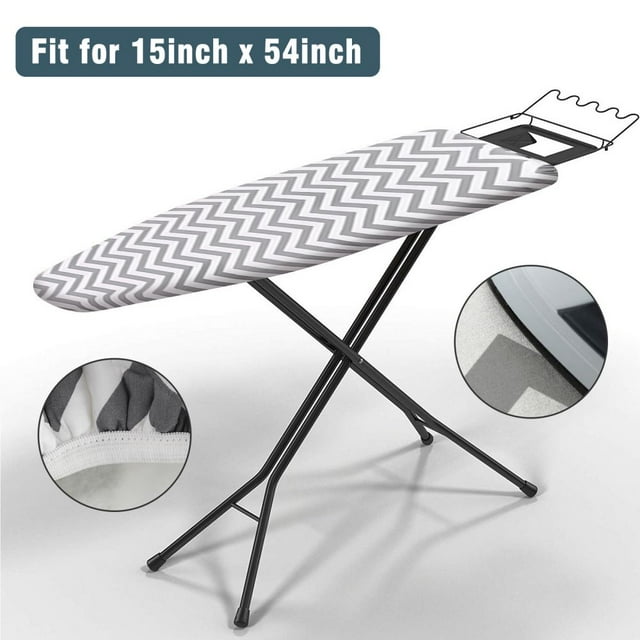 "Premium Heavy Duty Ironing Board Cover and Pad, 15"" x 54"", Thick