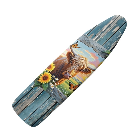 Ironing Board Cover with Highland Cow Pattern, Dustproof Cover for 15x54 Inch Boards, Laundry Accessory for Home Use