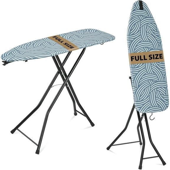 Ironing Board, Dual-use for Both Flat and steam Iron, Foldable Iron Board with Heat Resistant Cover, Large Heavy-Duty Sturdy Metal Steam Ironing Board,43x14 Blue