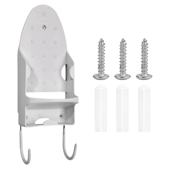Ironing Board Hanger,Iron Board Holder Wall Mount with 11.57 Inch Length,Laundry Rooms Storage Organizer with Double Hooks,Heat-Resistant Laundry Room Storage Organizer for Ironing Board (White)