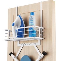 Ironing Board Hanger, Over The Door Ironing Board Holder Door Mount with Storage Shelf Y and T Shaped Fits for 1 3/4 Doors White