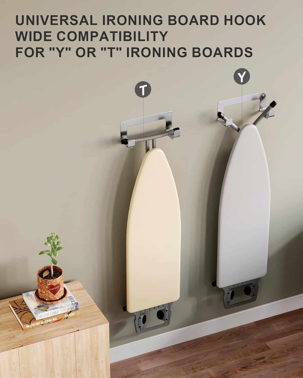 VINAEMO Wall Mount Ironing Board Hanger – 2-Tier Shelf Organizer For Iron & Accessories, Carbonized Black-266308