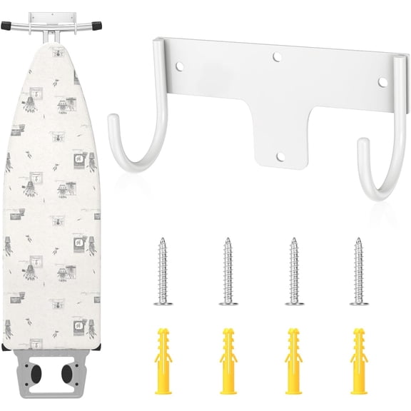 Ironing Board Holder Wall Mount, Ironing Board Hanger, Iron Board Holder, Small Y or T Leg Iron Board Hook Wall Mount for Laundry Rooms, 6 Inch(White)