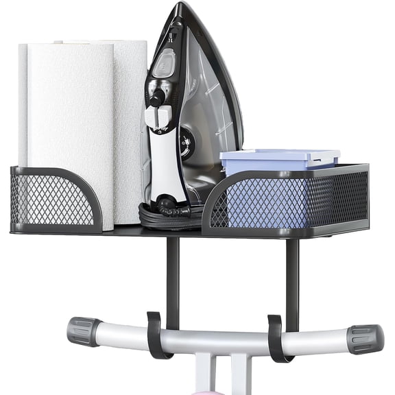 Ironing Board Holder Wall Mount, Metal Ironing Board Hanger, T/V Shaped Space Saving Iron and Iron Holder, Laundry Room Decor and Storage with Large Storage for Laundry/Living Room/Bathroom