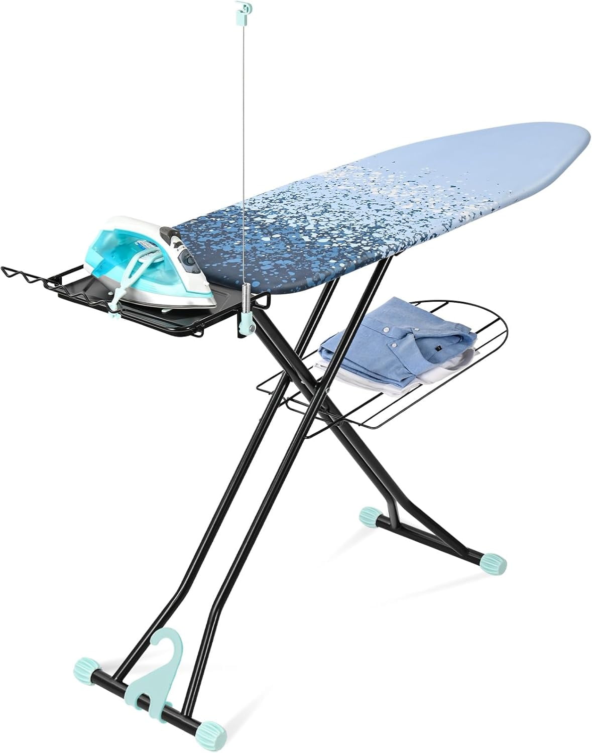Full Size Ironing Board - 18x51 Inches, Adjustable Height (7 Levels), Heat-Resistant Cover, Purple