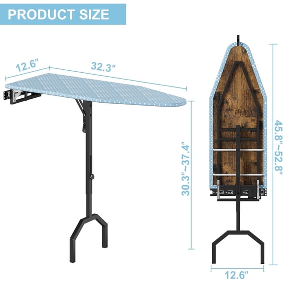 Ironing Board Wall & Door Mountable, Ironing Board Small Full Size for Iron Rest & Clothes, Tabletop Ironing Boards, Ironing Stand Iron Boards Ironing Table Rustic$$