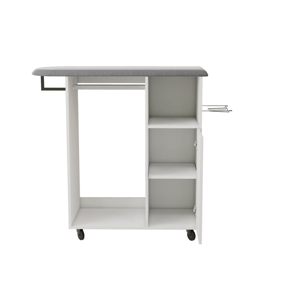 Ironing Cart with Rolling Ironing Board, Multipurpose Ironing Cabinet with Wheels, Compact Ironing Solution for Laundry Room, Bedroom,Cloakroom-White