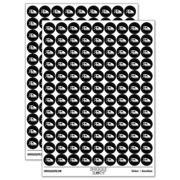Ironing Icon 200+ Round Stickers - Black - Gloss Finish - 0.50" Size
