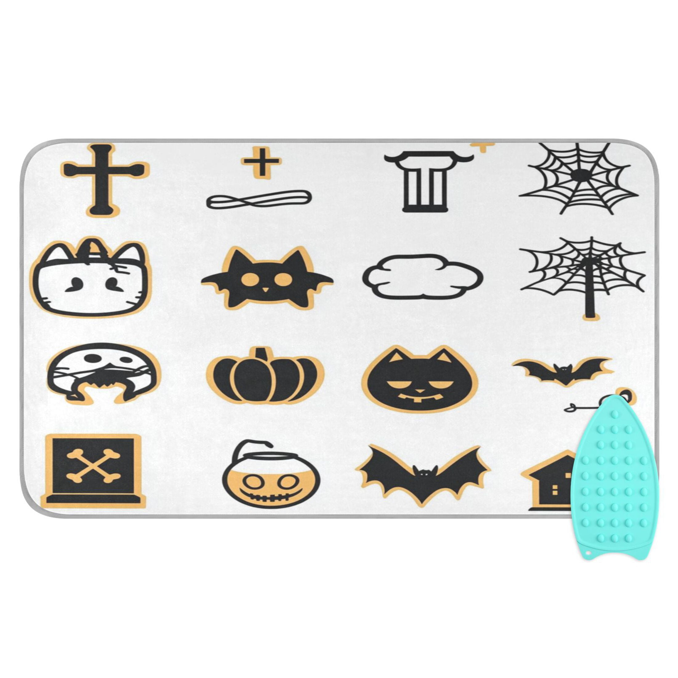 Ironing Mat Portable Ironing Blanket for Table Top Travel Ironing Pad for Washer Dryer 27.6" x 47.2" Black Cute Halloween Pattern