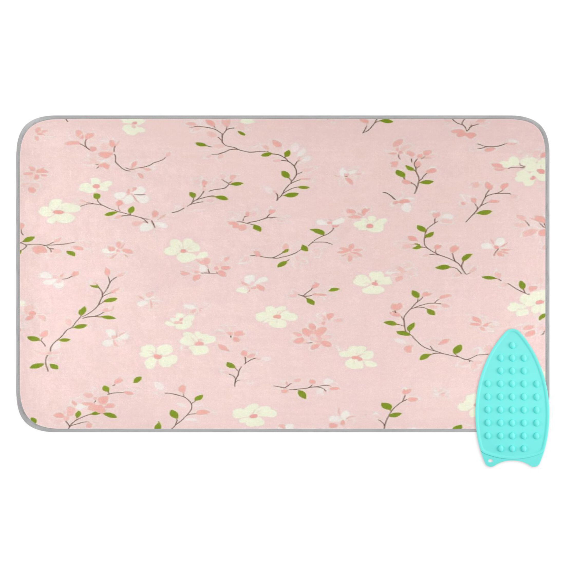Ironing Mat Portable Ironing Blanket for Table Top Travel Ironing Pad for Washer Dryer 27.6" x 47.2" Cute Floral Pastel